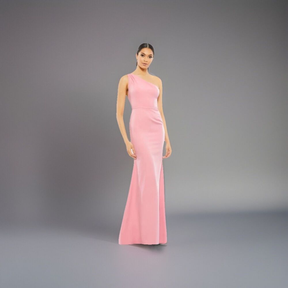 NWT Ieena Mac Duggal Pink One Shoulder Cutout Formal Gown Dress Size 4